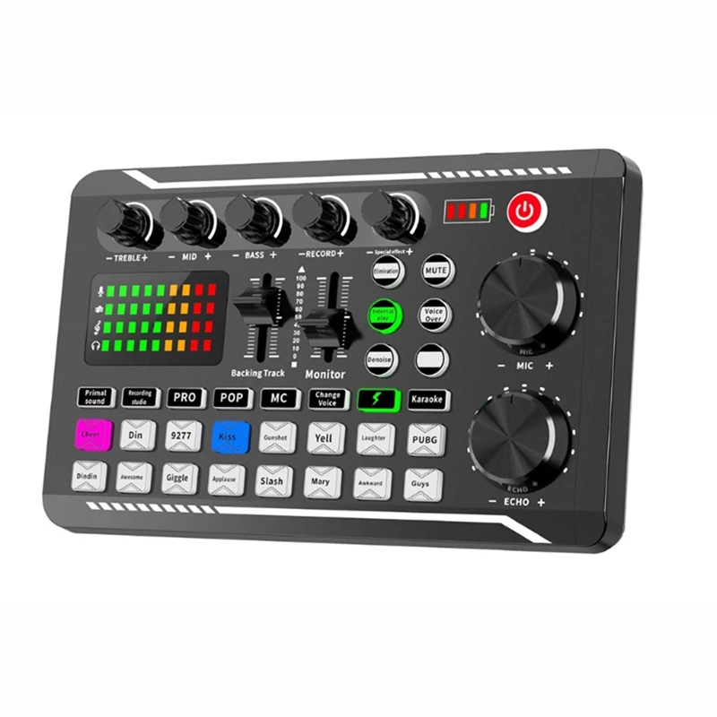 

F998 Sound Card Microphone Sound Audio Interface Mixer Sound Card Mixing Console Amplifier for Phone PC