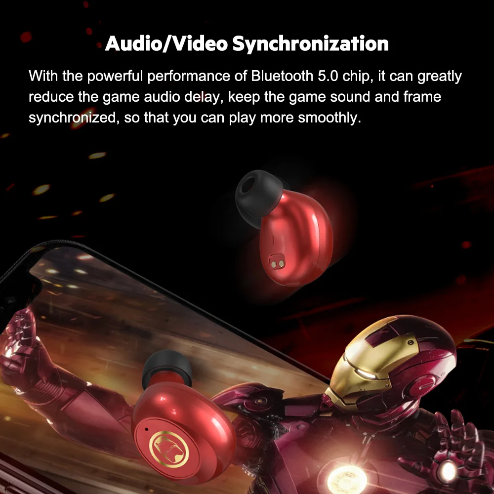 Беспроводные наушники Marvel сертифицированные Mini Bluetooth V5.0 TWS с изображением