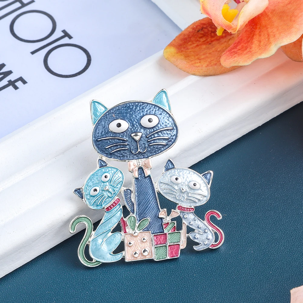 MeiceM красочная эмалированная Милая кошка Магнитная Пряжка Брошь шерстяная одежда