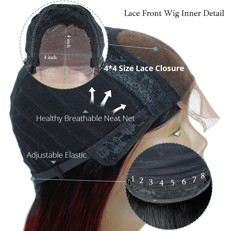 

Long Brazilian Straight Ombre Lace Closure Human Hair Wigs 180 Density 1B Lime Green Wigs For Black Women 4X4 Lace Wigs Non-remy