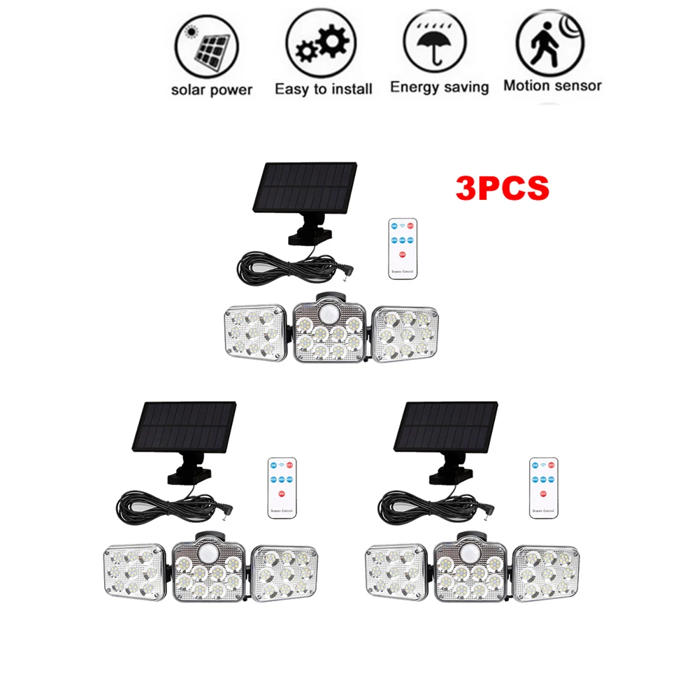 

Уличный настенный светильник на солнечной батарее, 138 светодиодов, 3 режима