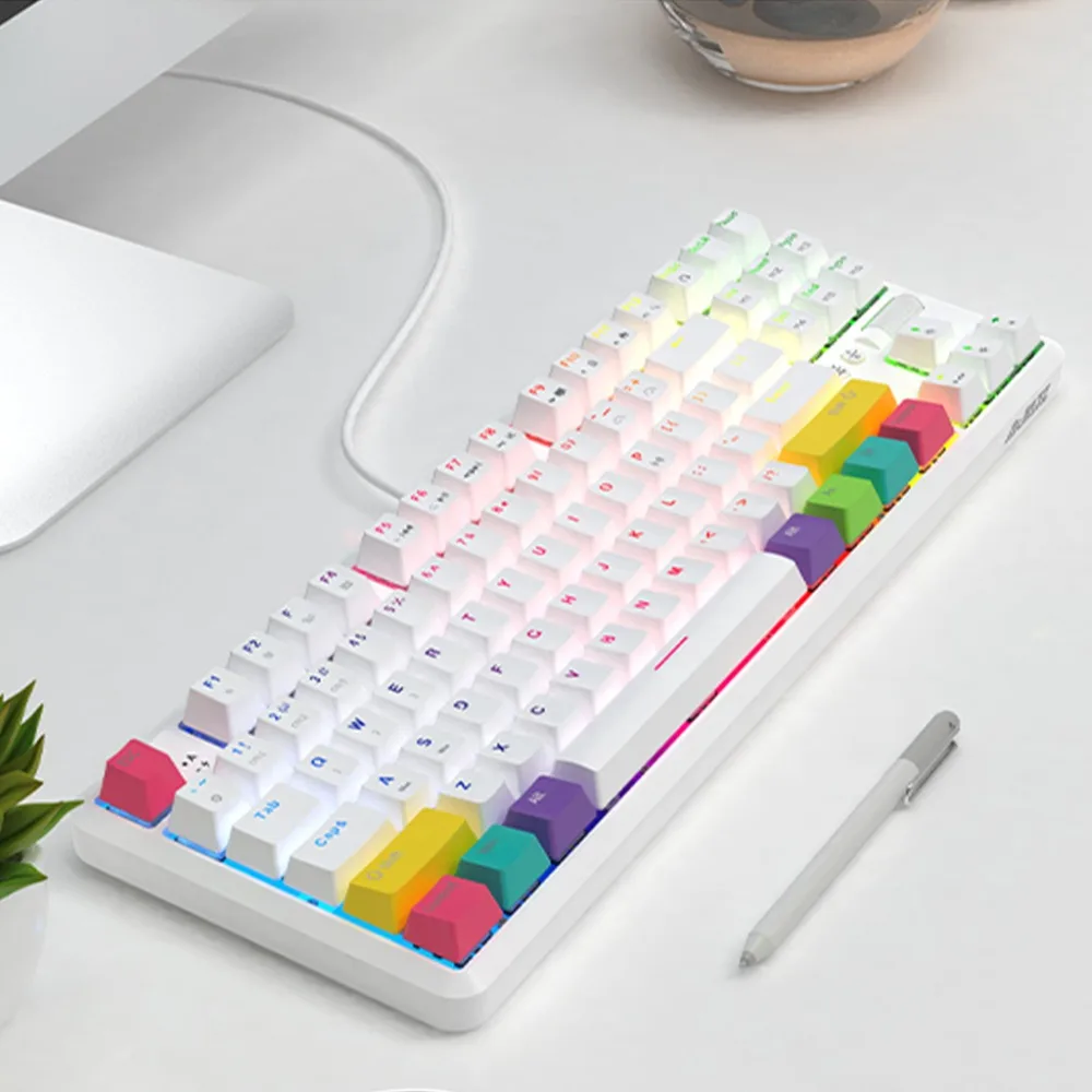 Беспроводная игровая Bluetooth клавиатура Ajazz K870T механическая с RGB-подсветкой 87