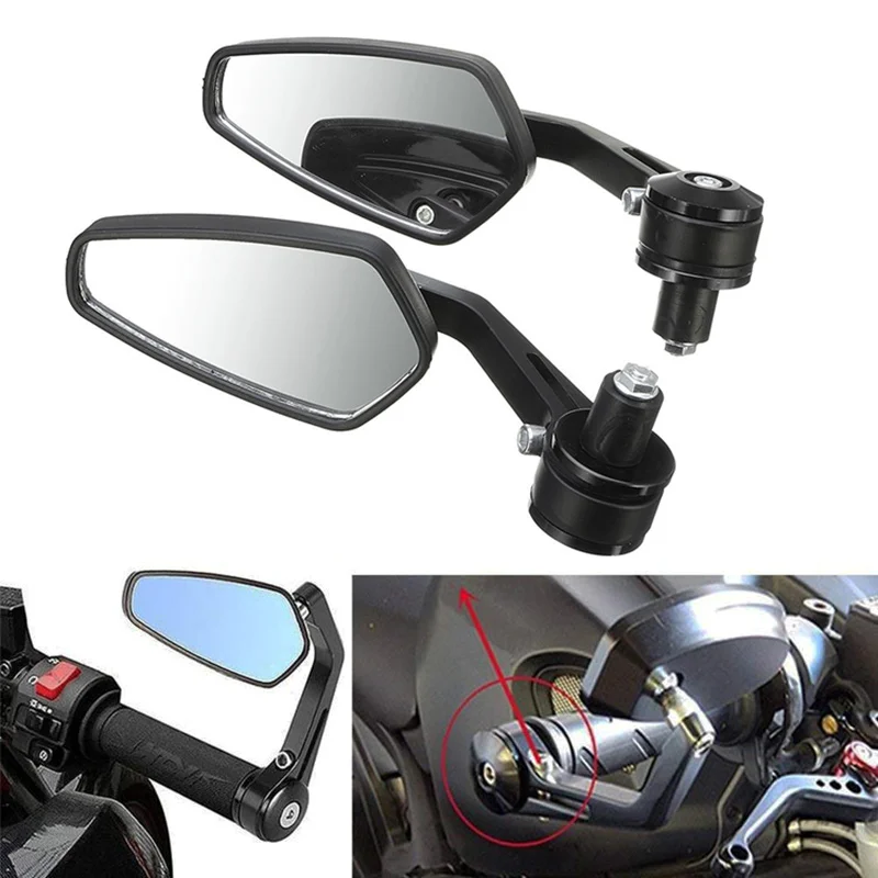 

1 Pair 7/8" 22mm Motorcycle Handlebar End Mirror Rearview Mirror Accessories Reversing Reflective Back-view Motorbike
