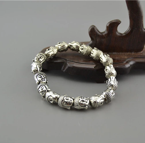 Новая голова Будды Sakyamuni ручная цепочка из тибетского серебра | Дом и сад