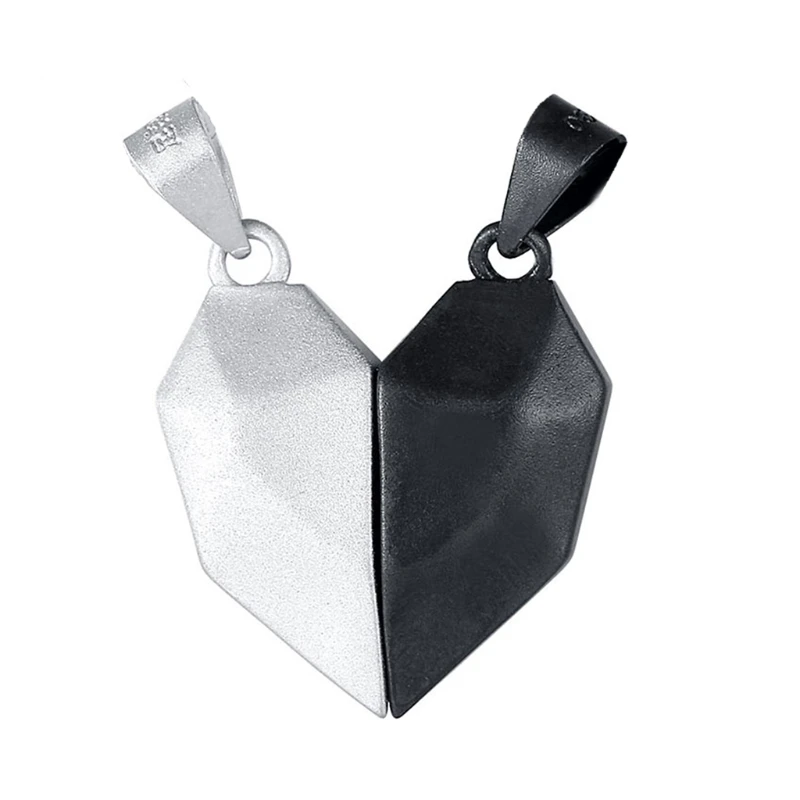 

2Pcs Lover Heart Pendant Magnetic Distance Faceted Heart Pendant Friendship Wishing Stone Puzzle Pendant Jewelry Making