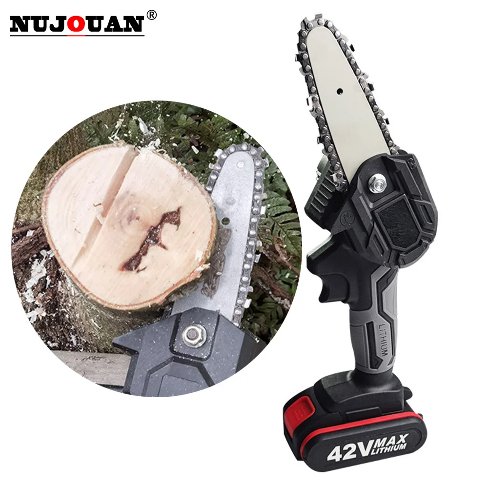 4in/6in Mini Electric Saw Chainsaw 42V Cordless For Fruit Tree Woodworking Garden Tools With Batterys Hand Held Wood Cutters New