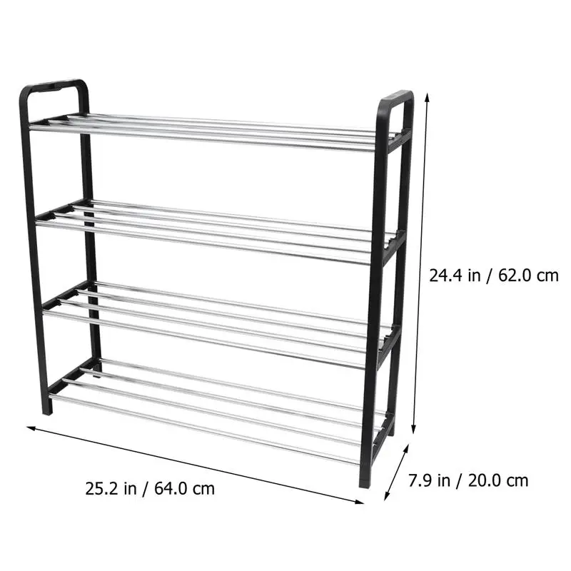 

Four Layers Plastic Shoes Shelf Storage Rack Detachable Steel Long Tube Space-saving Shoes Organizer for Home Door Back