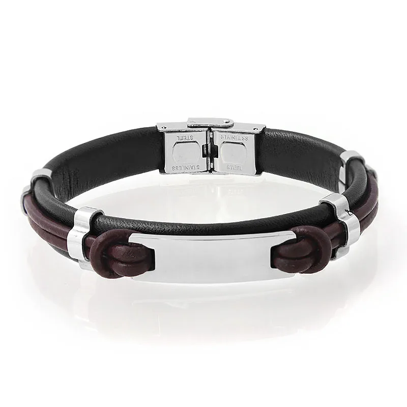 Runda летние браслеты из нержавеющей стали и мужские модные кожаные с веревочным