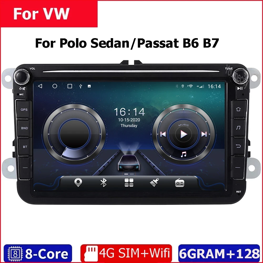 Фото Автомобильный мультимедийный плеер 2 Din PX6 Android 10 Dvd Gps Авторадио навигация Wi Fi Bluetooth