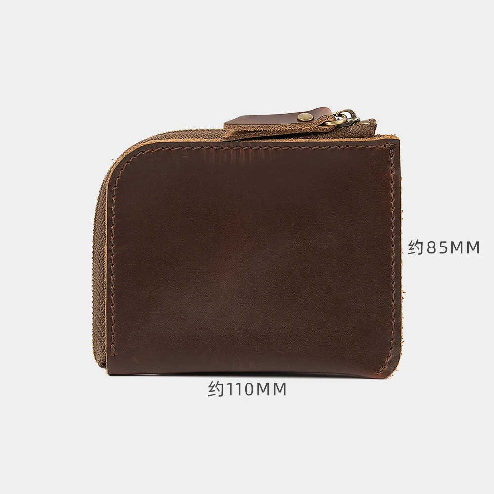 Винтажный кожаный кошелек Crazy Horse женский короткий на молнии дизайнерский тонкий