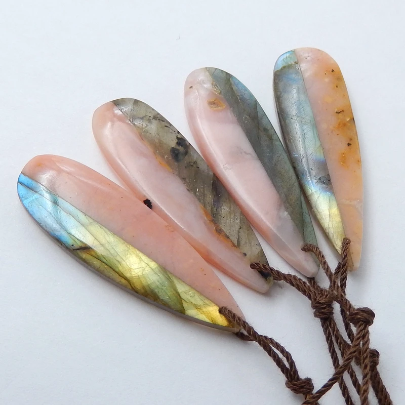 Один комплект подвески из натурального розового опала и Лабрадорита intaisia