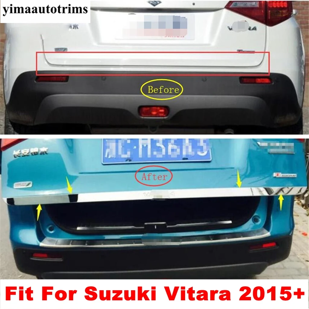 

Stainless Steel Rear Trunk Tailgate Lid StripesCover Trim Fit For Suzuki Vitara 2015 - 2020 Accessories