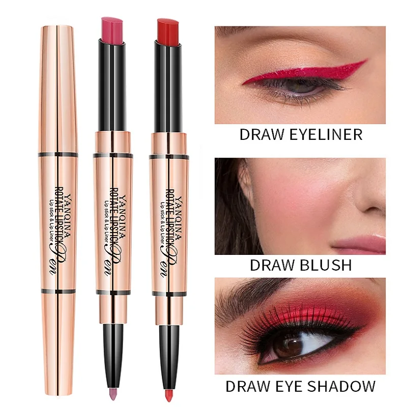 

Hot ! 2in Lip Liner Pencil Lipstick Small Tube Lipstick Long-lasting Waterproof Red Lip Makeup Maquiagem Non-stick Makeup TSLM1