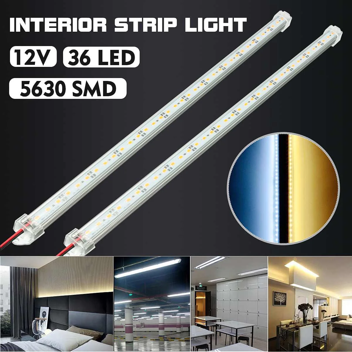 

2 / 4PCS 12V 50CM 5630 36 LED Bar Car Interior Light Bar Tube Strip Lamp Van Boat Caravan Motor Home Truck Camping