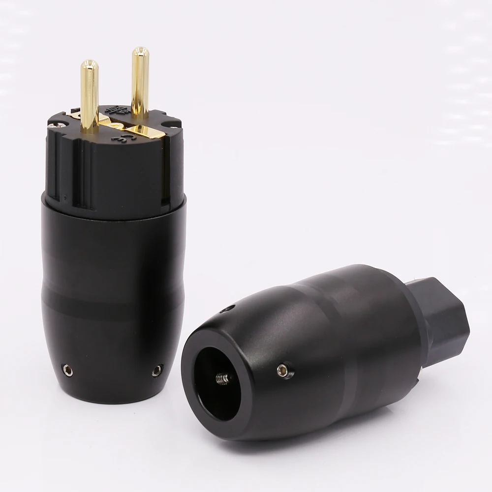 Позолоченный Черный алюминиевый разъем питания Schuko hifi IEC | Электроника