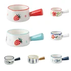 Мини-чашка для молока с ручкой, японские Соусники для взбивания молока, кофейный, молочный горшок, клубника, цветочный узор, кухонная посуда