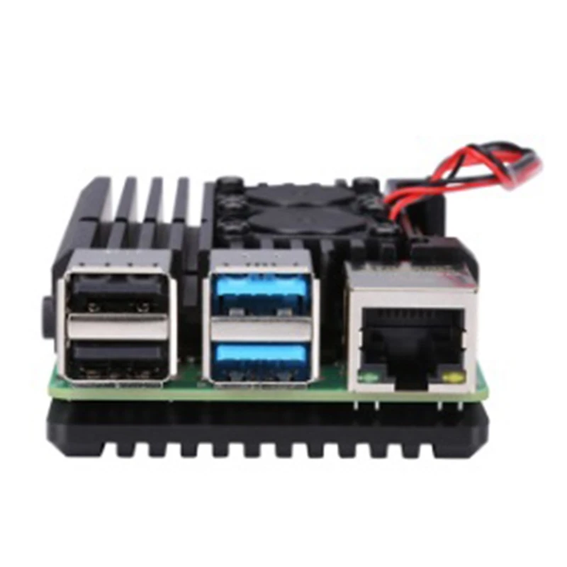Для Raspberry Pi 4 Алюминиевый чехол с двойным охлаждающим вентилятором металлический
