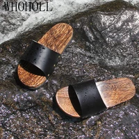 whoholl geta man%e2%80%98s summer slippers non slip beach slippers mens wooden cool deodorization wooden clogs outdoor