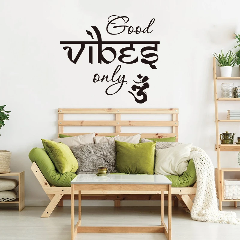 

Om Good Vibes Only Yoga Wall Sticker Living Room Inspiring Quote Wall Decal Boys Bedroom Decoration Mural Poster CC71