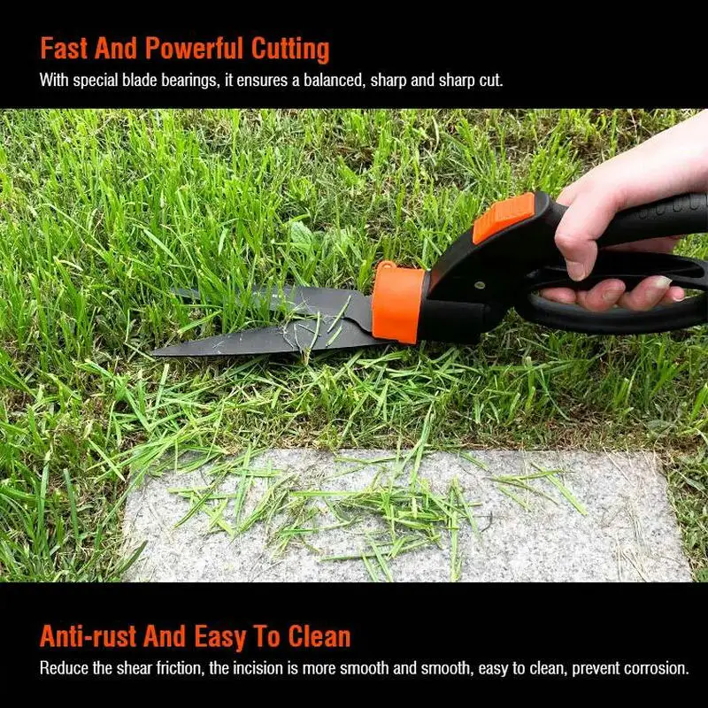 

HQ Professional Household Laminate Handle Tool Garden Grass Shear with Stainless Blade and 360 Degree Rotatable Cutter Head