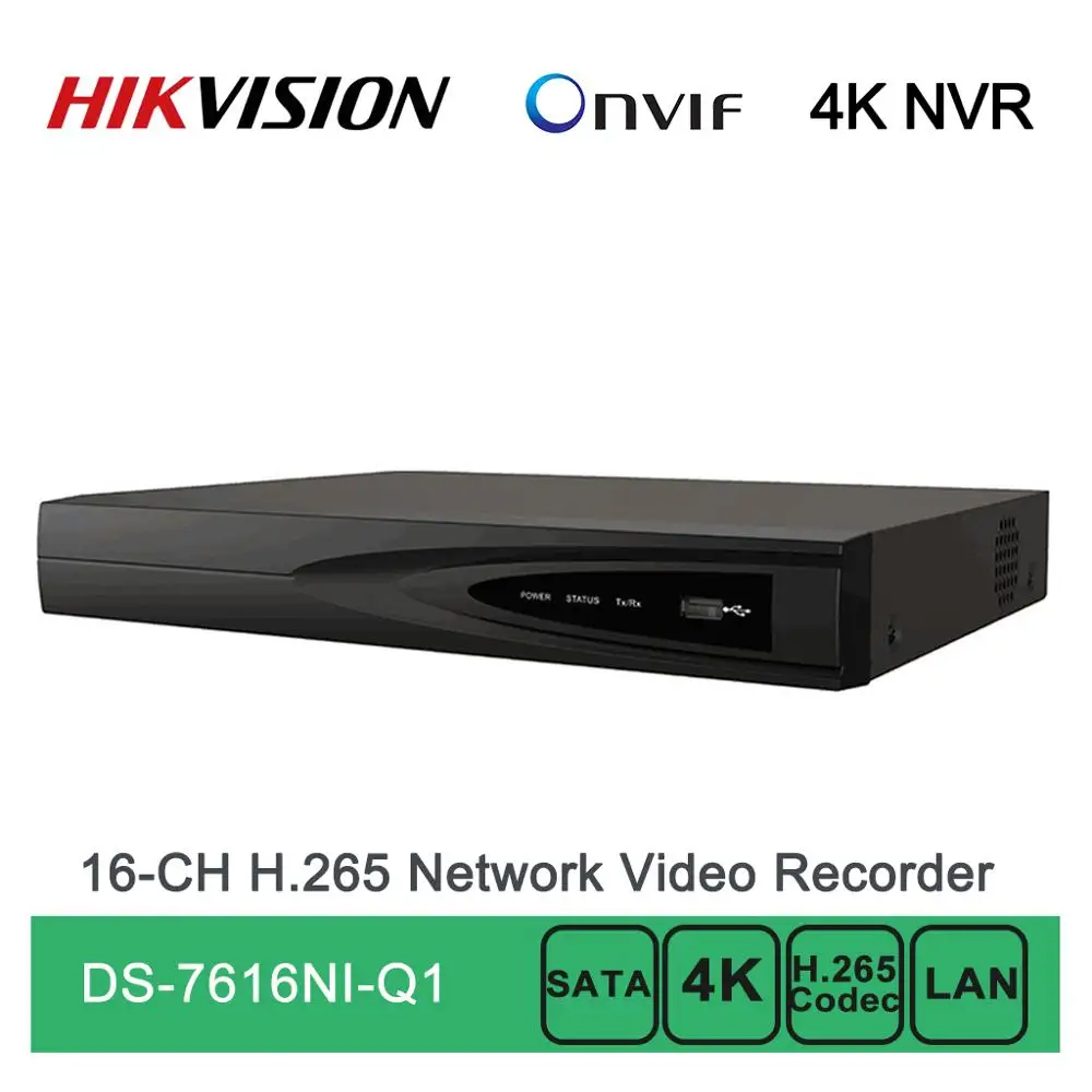DS 7616NI Q1 Hikvision английская версия 16CH H.265 NVR максимальная поддержка 8MP IPC 4K Onvif