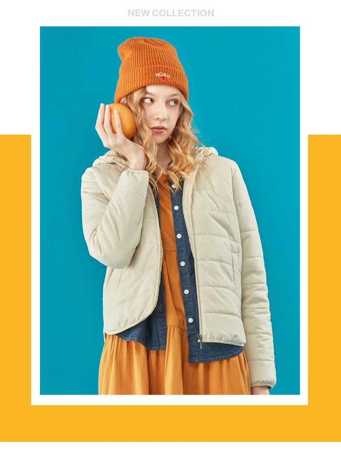 Giordano Женское пальто женское однотонное пальто с капюшоном Think Zipper Fly Abrigos Mujer Invierno Soild color Casaco Feminino 05379656