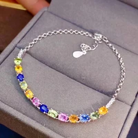kjjeaxcmy fine jewelry s925 sterling silver inlaid natural color sapphire girl noble hand bracelet support test chinese style