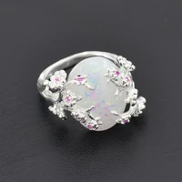 new fashion opal ring for women personality vintage chinese style plum blossom fine jewelry