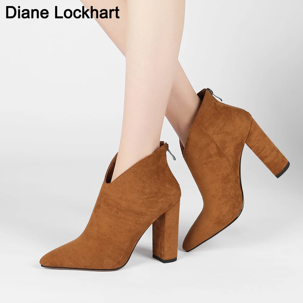 Women's Boots Autumn Shoes Pointed Toe High Heels Zipper Pumps Ladies Shoes Woman Short Ankle Booties Femininas 2021 New