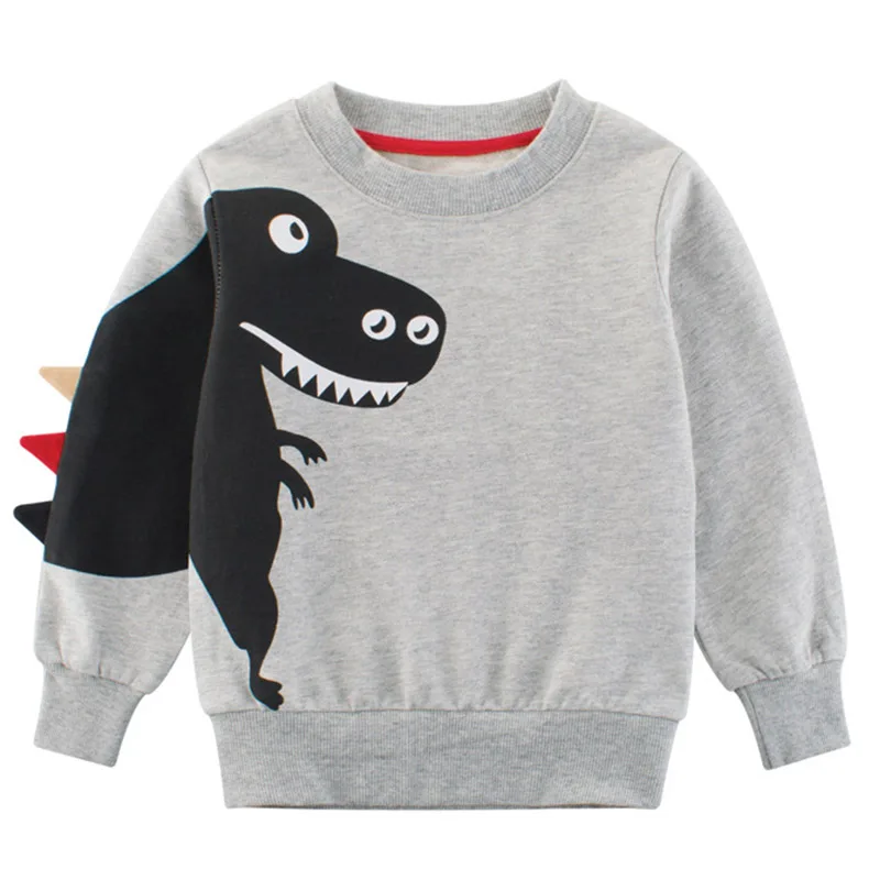 AX1045 Gray Menoea/Детская осенняя футболка; коллекция года; Детские футболки с рисунком динозавра для мальчиков; Одежда для девочек; Детские топы с длинными рукавами; Одежда для девочек; Свитшот - Цвет: AX1045 Gray
