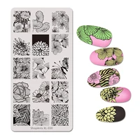 612cm stencil nail art stencil template stainless steel nail stamping plates lotus flower butterfly ginkgo leaves image