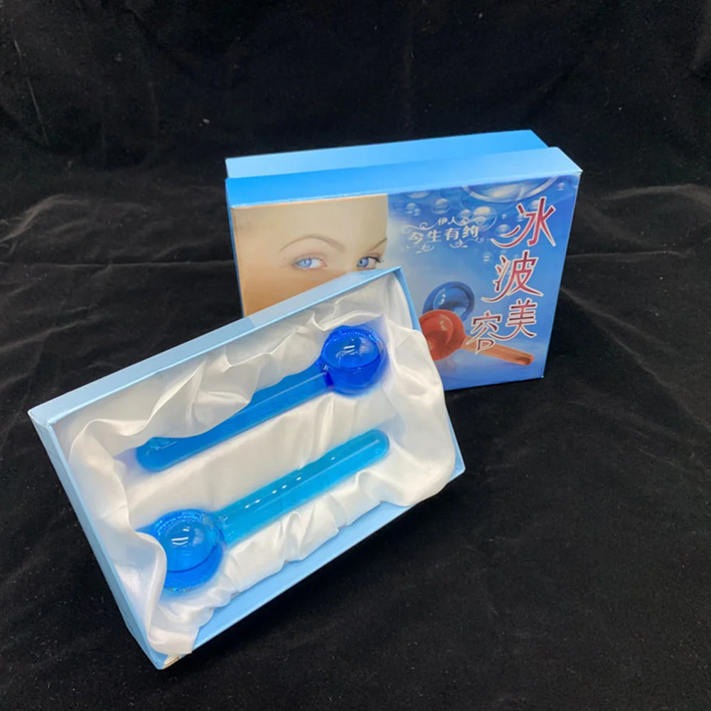 

2Pcs Creative Facial Massage Globes Beauty Ice Energy Crystal Facial Cooling Ice Globes (Blue)