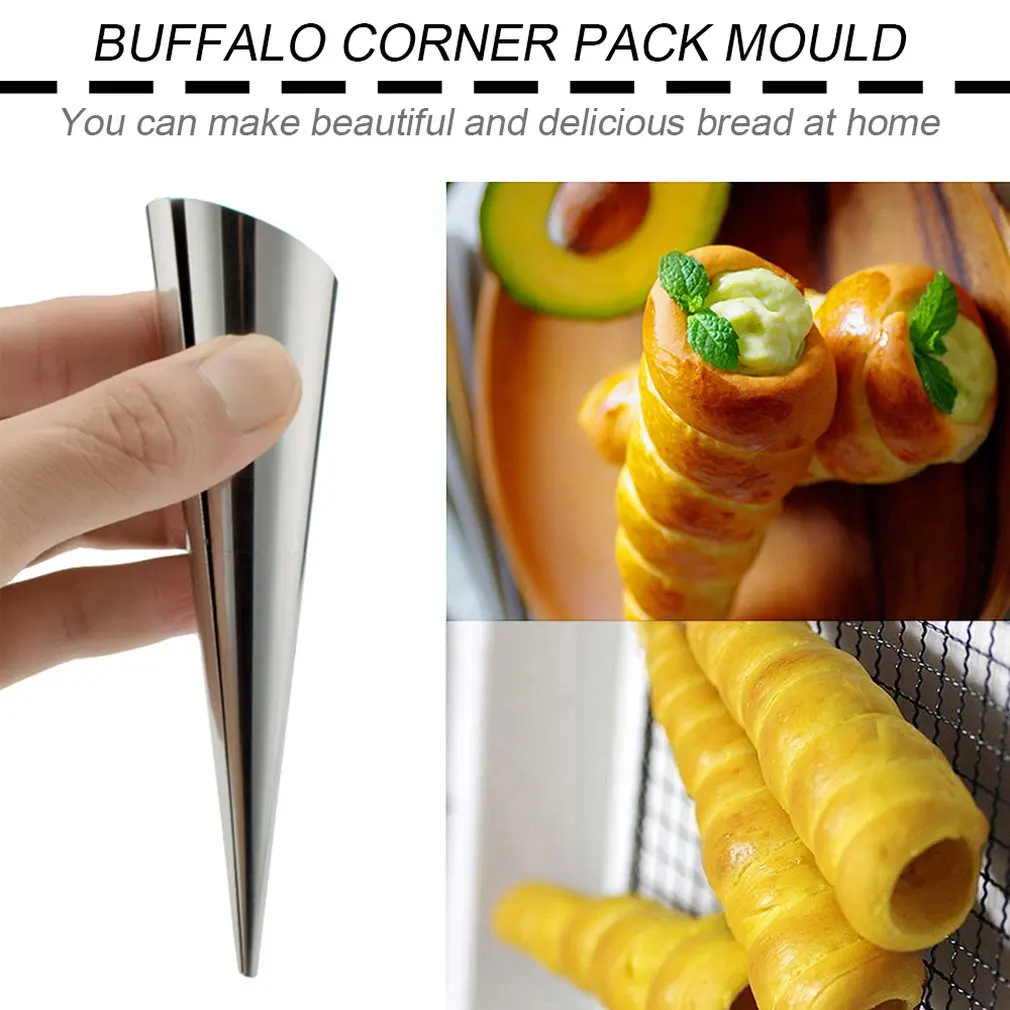 

9CM Baking Cones Stainless Steel Spiral Croissant Tubes Horn bread Pastry Making Cake Mold Hom Kitchen Baking Supplies