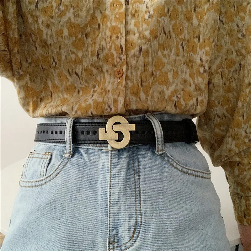 Женский ремень без перфорации в Корейском стиле простой и универсальный для