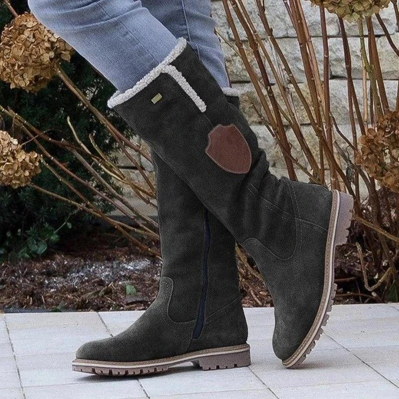 

2020 Women's Winter Fur Warm Snow Boots Female Women Wool Mid-caf High Quality Long Boots Casual Ladies Shoes Plus Size 34-43
