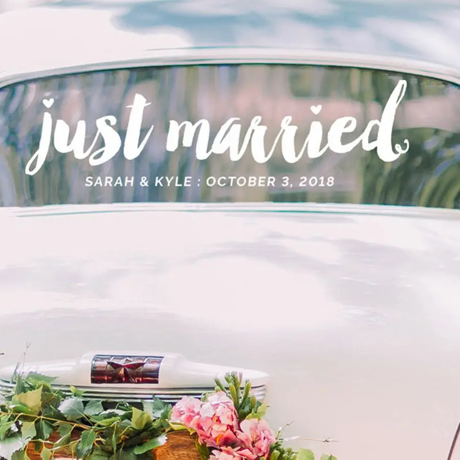 Просто женатые Свадебные виниловые наклейки на стену Мода DIY Автомобильный Декор