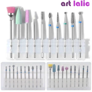 Набор фрез для маникюра и педикюра, набор из 10 керамических насадок для электродрели, для дизайна ногтей