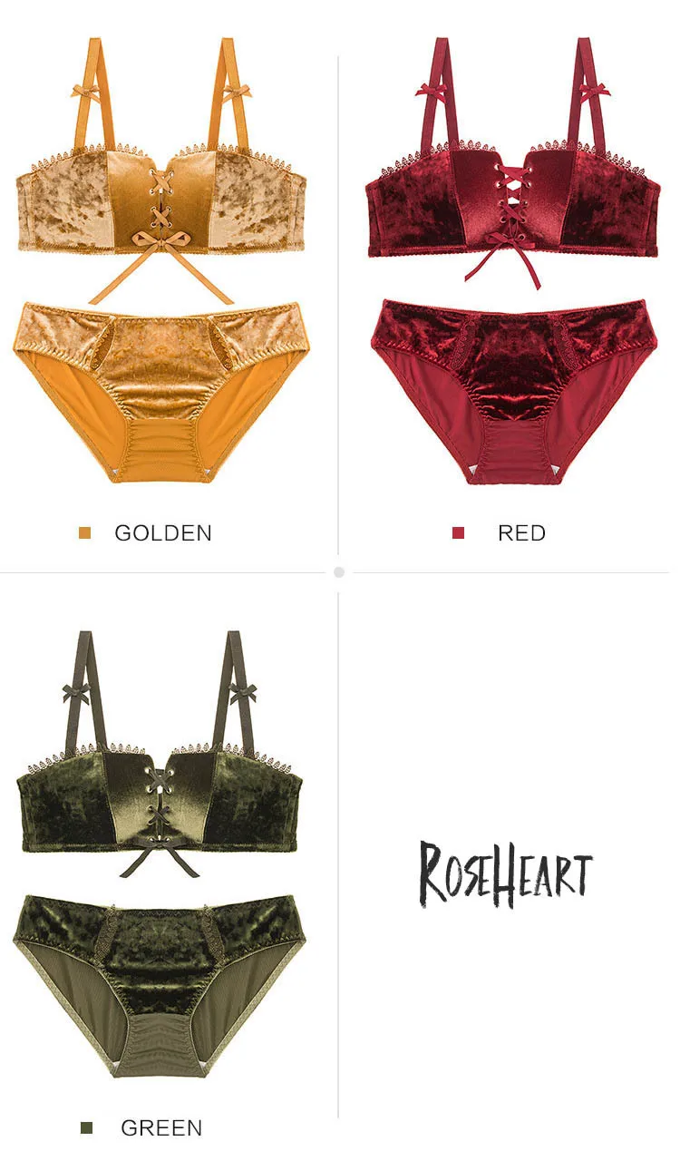 Roseheart, зимние женские Модные Зеленые Сексуальные комплекты нижнего белья, бюстгальтер с бантом, хлопковые трусики, комплекты беспроводного бюстгальтера, нижнее белье A B, сохраняющее тепло