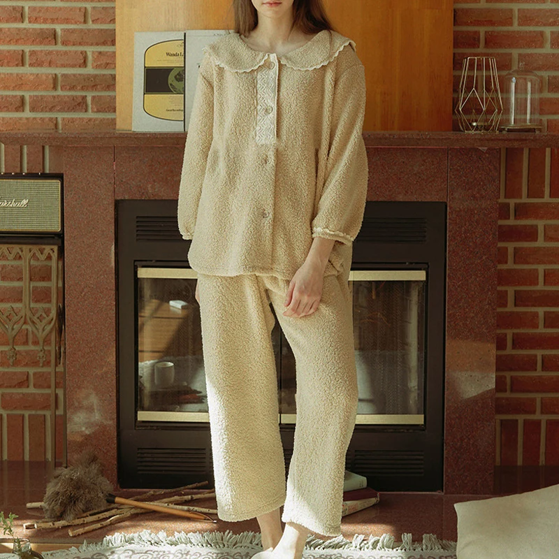 

Bedroom Sets Sleepwear Women Clothing Set New Women's Pajamas Long Sleeve Women's Sexy Cute Thickening Ladies Home Service