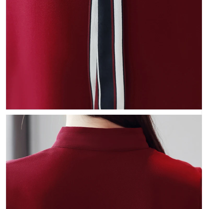 Womens Shirt Chiffon Blouse Women Long Sleeve V-neck Top Fashion Woman Blouses Blusas