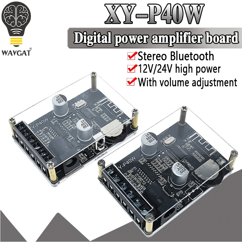 Bluetooth 5 0 стерео аудио усилитель мощности доска 40Wx2 приемник DC 12/24V питания XY