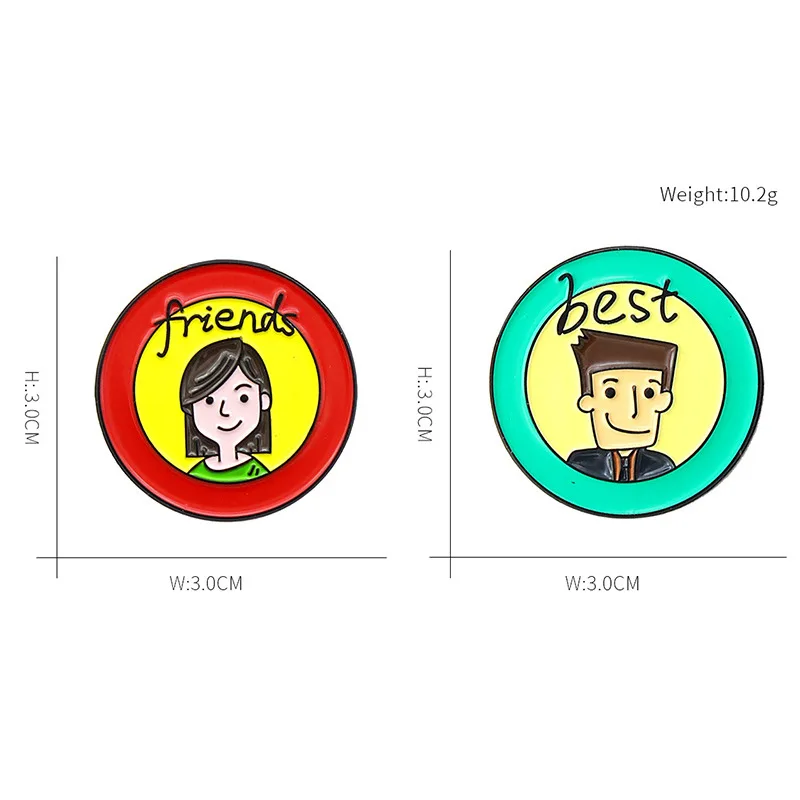 

Fashion Round Best Friend Brooch Red And Blue Personality Backpack Badge Enamel Lapel Pins Boy And Girl Gift Jewelry Supplies