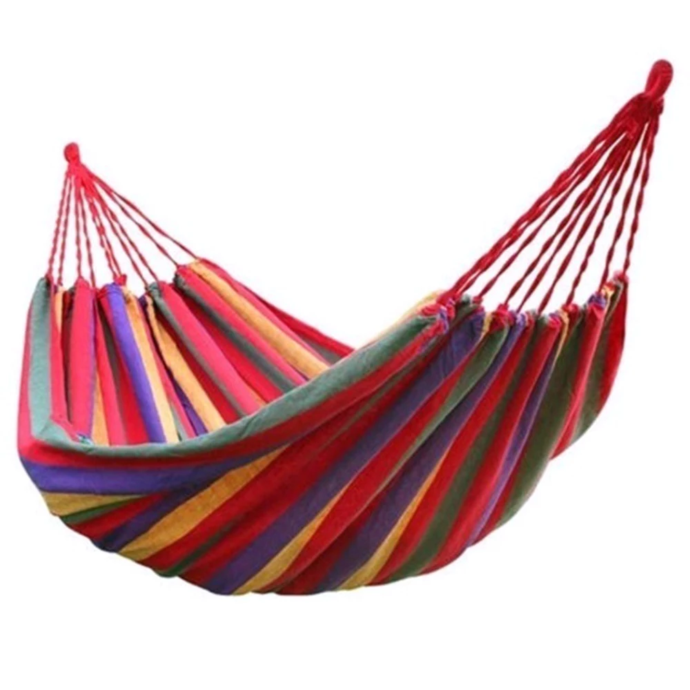 

Portable Canvas Hammock Outdoor Garden Sports Home Backyard Swing Stripe Hang Bed Travel Backpacking Camping Hiking Hammock