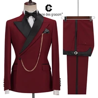 cenne des graoom latest coat design men suits tailor made tuxedo 2 pieces blazer wedding party singer groom costume homme wine