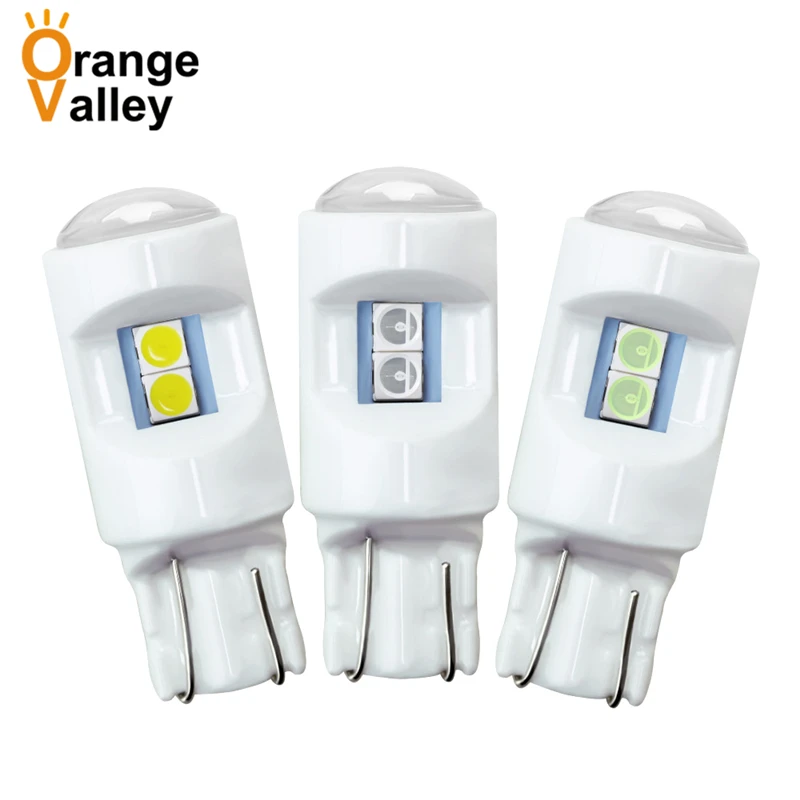 

100PCS Ceramic T10 W5W LED Bulbs 194 168 Car Interior Lights Wedge Door Instrument Side Bulb Plate Light Auto Lamp White DC 12V