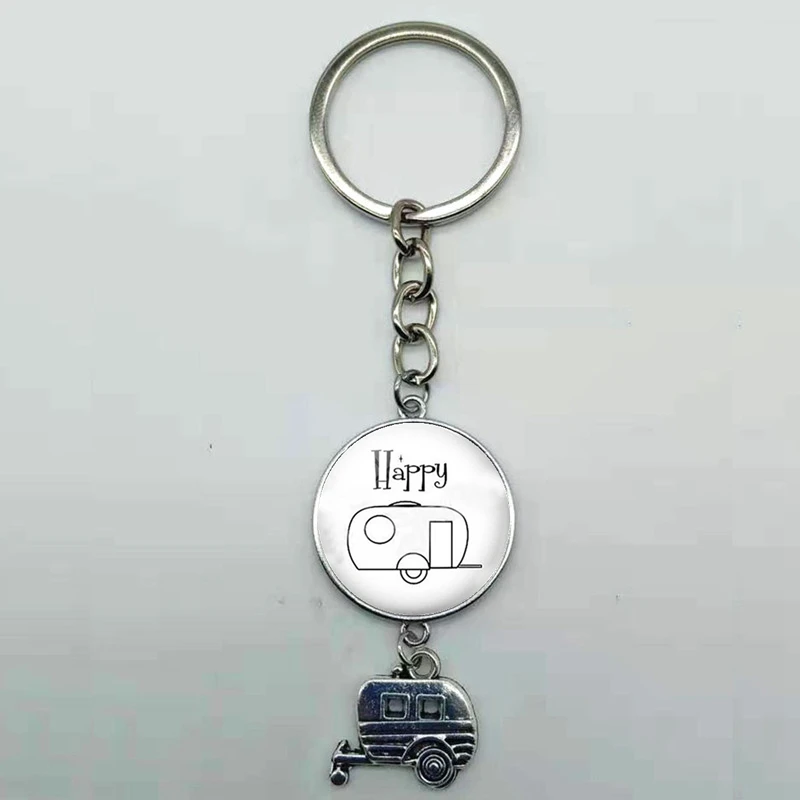 Счастливый кемпинг милый фургон мой дом на колесах автомобиль ключ дорожный знак