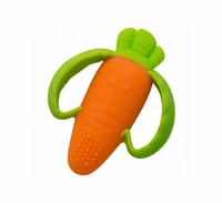 bpa free silicone orange and green textured carrot little nibble teethers for baby