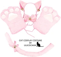 cat cosplay costume kitten tail ears collar paws gloves anime lolita gothic set