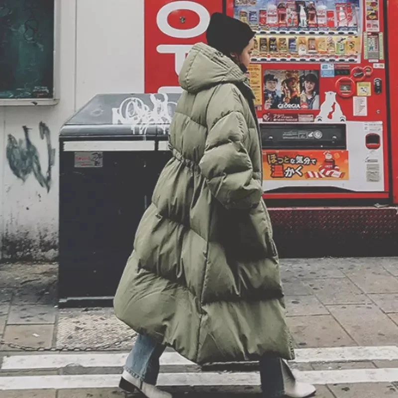 

Winter New Korean Cotton Warm Hooded Collar Women Parkas 2021 Solid Color Loose Long Coat