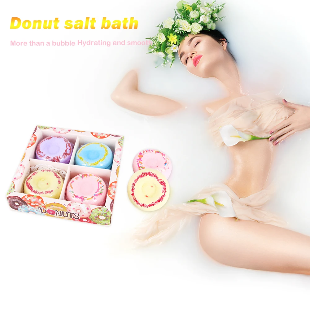 

Moisturizing Exfoliating Body Salt Bubble 4pcs/Set Doughnut Shape Bath Bomb Ball Exfoliation Anti-fatigue Skin Care Products